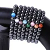 8mm Noir Hématite Multicolore Opale Perles Bracelet Bracelets Bracelets pour Femmes Hommes Yoga Bijoux