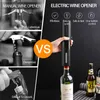 Öppnare Electric Wine Bottle Opener med Foil Cutter OneClick -knappen Uppladdningsbar automatisk röd korkskruv för Party Bar Lover 221205