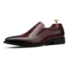 2022 Groot formaat EUR37-46 Zwart Bronze Blue Wine Red Mens Business Dress Shoes Echte Leather Boys Prom Dress Shoes