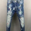 M￤ns jeans 2022 FW 23SS Luxury Brand Designer D2 Men denim dsquare broderi byxor mode h￥l byxor herr kl￤der USA storlek 28-38 20rg0