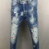 الجينز للرجال 23SS مصمم جديد العلامة التجارية الفاخرة D2 Men Denim dsquare Pants Pants Holes Brouters Mens Mens Us Size 28-38