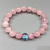 Bracciale con perline di quarzo rosa da 10 mm con perline Braccialetti con gioielli a consegna di goccia di perline elastiche di aura mistica Dhytg