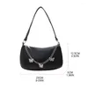 Evening Bags Chic Women Butterfly Chain Shoulder Bag PU Leather All-matching Underarm Female Casual Solid Color Shopping Dating Handbag