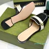 womens flat slippers designer Color blocking classic buckle sandals Comfortable leisure shoe superior top quality Genuine Leather Square head 0852