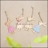 Party Favor Pâques Pendentifs en bois Décorations Pendentif DIY Lapin sculpté Ornements suspendus Creative Craft Party Favors 25 Drop Deliv Dh1Qs