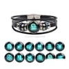 Kedja 12 Konstellationer armband Aries Cancer Capricorn Gemine Leo Libra Fiskar Skytten Skorpion Taurus Virgo Leather Armband J Dhdjs