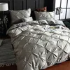 Bedding sets Rayon Pinch Pleated King Size Duvet Cover Set Luxury Full Twin Queen Pleat Single Double s Satin Bed s 221205