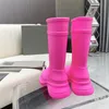 2022 Erkek Kadın Yağmur Botları Tasarımcıları Croc Boot Kalın Alt Alt Slip Olmayan Kökte Kauçuk Platform Köküyle Moda Şövalye Boot Jelly Renk