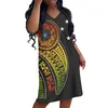 Casual Dresses T-Shirt Dress Short Sleeve V-Neck Plus Size Spring And Fall Women's Clothing Papua Guinea Pattern Design Print