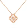 Four Leaf Clover Necklace with diamond Designer Jewelry Set Frivole Pendant Necklaces Bracelet Stud Earring Gold Silver Flower Nec274g