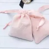 Ювелирные украшения розовая бархатная лента подарочные пакеты 7x9 см 10x12см 12x15см упаковка из 50 мешочков для макияжа.