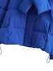 レディースダウンパーカーICCLEK女性ウィンタージャケットフード付き太いパフコートブルーパッド入りコットンカジュアルウォームバブルパーカ221205