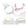 Bracciale con perline di fiori secchi di fiori di pesco in vetro da donna Versione giapponese e coreana Braccialetti con consegna a goccia di gioielli semplici per studenti Dhgld