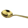 Dinnerware Sets 6pcs Mini Stirring Spoons For Coffee Tea Stainless Steel Small Sauce Salt Sugar Black Gold Spoon Set Tableware