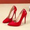 Sandaler Fashion High Heels 35-45 Plus Size Women Shoes 12cm tunn stilett Bankettbröllop Sexig spetsig tå damparti