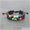 Beaded Est Fashion Jewelry 8mm Yoga Beads Volcanic Stone Armband 7 Chakra Double Pärlade armband Kvinnor Gift Drop Delivery Dhotv