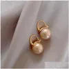 Dangle Chandelier Fashion Korean Oversized White Pearl Drop Dangle Earrings For Women Bohemian Golden Wedding Jewelry Gift 86 D3 De Dhh2C