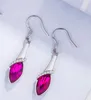 Orecchini a bottone 2022 moda argento sterling 925 per donna rosa zaffiro rosso gancio lungo gioielli semplici