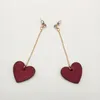 Brincos de backs Grace Jun Korea estilo strass vintage Red Wood Shape On Without Piercing for Women Party Charm Long