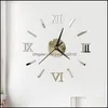 Horloges murales Chiffres romains bricolage horloge décor à la maison salon miroirs 3D pâte stéréoscopique décoration murale horloges Mticolor 6Yya F2 D Dhfdo