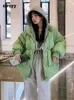 Parkas pour femmes Veste d'hiver Femmes Manteau Faux Deux capuche Vert Lâche Épais Chaud Parka Puffer Noir Casual Mode Femme Patchwork Vêtements 221205