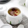 Marmites à soupe Bol à ragoût avec double couvercle et poignée Soupe Bol à soupe à la vapeur Tasse à vapeur Viande Bœuf Oeuf Céramique Mijoteuse Grande Petite 221203