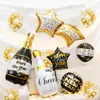 Juldekorationer 20st Gold Black Latex Foil Bottle vinglas Ballonger 2023 Happy Year Eve Party Decorations for Home Merry Christmas Xmas 221205