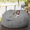 Chair Covers Fluffy Round Bean Bag Large No Filled Comfortable Sofa Bed Seat Plush Futon Leisure Furniture