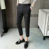 Erkekler Takımlar Yaz Beyefendi Gelinlik Pantolon Siyahça Yeşil Pembe İnce Fit Erkek Sosyal Streç Zarif İngiltere Sokak Giyim
