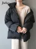 Women's Down Parkas Jielur Fashion Solid Color Winter Jacket Stand Collar SingleBreasted Coat Preppy Style Black Parka Ladies Outerwear 221205