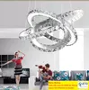 Lampes suspendues modernes luminaires LED cercles d'anneau de cristal lampes suspendues lumière réglable 110V 220V télécommande