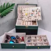 Jewelry Boxes Portable Box Large Capacity Organizer Display Case Button Leather Storage Zipper Jewelers Joyero 221205