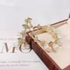 Pendientes de aro SENYU exquisito Color dorado círculo redondo pendiente Zirconia cúbica perla borla colgante grande para mujer joyería Bohemia