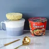 Skålar japansk stil keramisk snabbnudel med lock och hantera ramen 221203