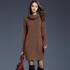 Sukienki imprezowe jesień zima europejska i amerykańska sukienka dla dzianiny damskiej długą golf sweter kobiety pullover 221203