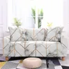 Chair Covers Striped Color Block Stitching Marble Pattern Printing Simple Elastic Sofa Cover 1-4 Seat Couch For Living Room