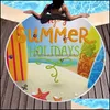 Handduk Njut av Sunmmer Holiday Beach Handduk med Tassel Round -formad tryckt kampicknickkuddar Fitness Yogamattdiameter 150 cm 26QL E19 DR DHDHG