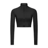 Women Yoga Outfits L-08 Cropped Workout Sport Coat Fitness Jackets Sport Quick Dry Activewear Top Solid Zip Up