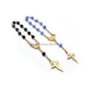 Beaded Metal Gold Cross Shell Crystal Beads Rosary Armband f￶r m￤n Kvinnor Religi￶sa smycken Drop Delivery Armband DHJDQ