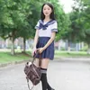 Kläder set japansk stil student flickor skol uniforms marin kostym kvinnor sexig jk kostym sjöman blue veckad kjol