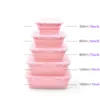 Lunch Boxes 4Sizes Silicone Collapsible Food Storage Container Colorful Microwavable Portable Picnic Camping Rectangle Outdoor 221205