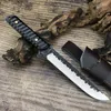 Японская катана из кованой стали с ручкой из черного дерева 58-60HRC Sharp Camping Hunting Knife Fixed Blade Collection Gift PU кожаные ножны