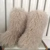 Bottes mode hiver peau d'agneau cheveux longs fausse fourrure de mouton mongole couverture 221203