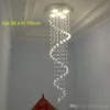 Lampadario di cristallo moderno Lampadario di illuminazione a goccia di pioggia a spirale Lampadario di illuminazione a incasso Luci per scale per scale