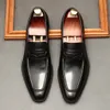 Taglia grande EUR37-46 Mocassini neri / marroni Scarpe eleganti da uomo d'affari Scarpe da ballo di fine anno in vera pelle