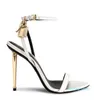 Woman Sandal High Heels Sandal Luxury Brands Tom-Fords-Sandal Nude Shiny Leather Padlock Pointy Toe Naked 105Mm Ankle Strap 09