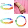 Perline Arcobaleno Cats Eye Crystal Glass Stone Beads Charm Reiki Bracciale Bangle Donna Braccialetti elastici Gioielli Drop Delivery all'ingrosso Dh0Jh