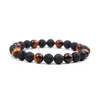 8mm Black Lava Stone Tigre Natural Eye Opal Minchas Pulseiras de casal de casais para mulheres joias de ioga