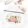 Depolama çantaları romantik çiçek baskı oldukça gül kozmetik çanta ruj çocuk para çanta bayan çanta torbası