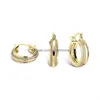 Hoop Huggie Hoop Earrings In Yellow Gold 18Mm Stud Earring For Girls Single Row Cubic Zirconia Hip Hop Jewelry Accessories Drop Del Dhvci